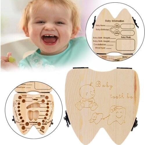 English High Quality Tooth Box Organizer for Baby Milk Teeth Save Wood Storage Tooth Box Lanugo Collection Stylish Boxes A65
