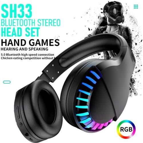 Wireless Headset Bluetooth 3.5mm Gaming Headphone RGB Music Sports 9D Stereo Deep Bass Gamer Headphones With Mic
