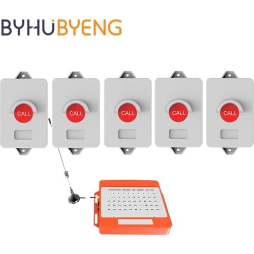 BYHUBYENG Wireless Call System Waterproof 5 Call Button Transmitter 1 Receiver 433mhz Warehouse Management Elevator Construction