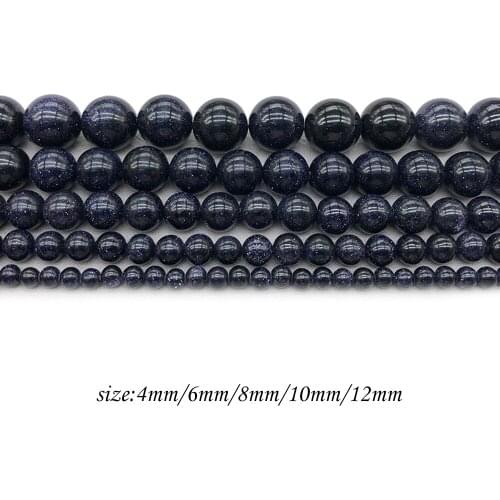 Natural Stone Blue Sand Stone Charm Beads Fit Multi-purpose Jewelry Making 4 6 8 10 12 MM Pick Size J152