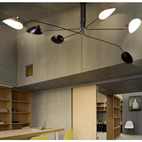Loft Black White Creative Chandelier Iron Dining Lighting Living Room Lamp American Syle Minimalism Lamp Indoor Modern LED B