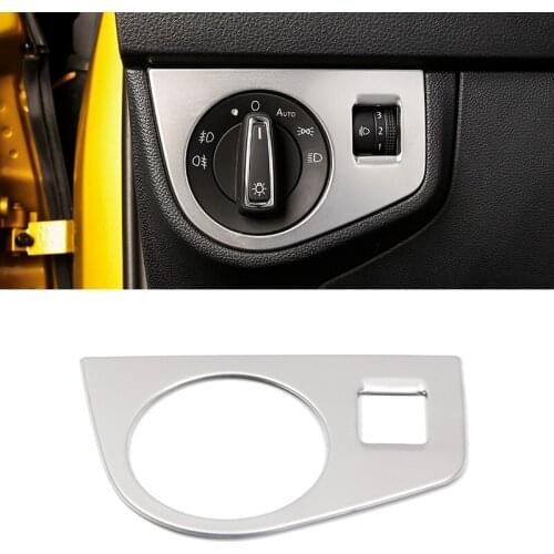 For Volkswagen Polo Mk6 2018 2019 2020 Stainless Steel Headlight Lamp Adjustment Switch Frame Cover Trim 1pcs