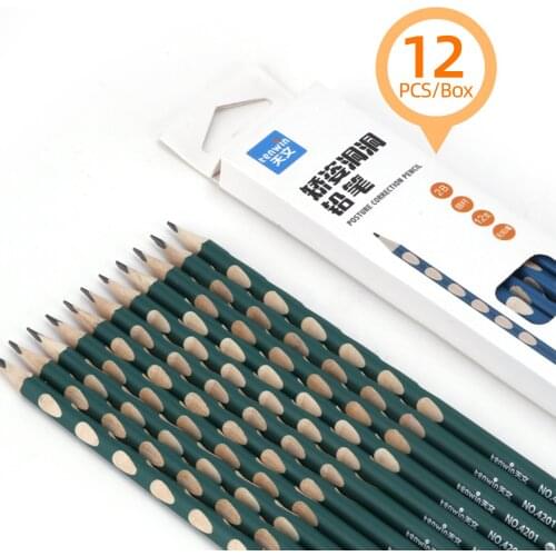 Writing Drawing Pencil Correction Grip Pencil Posture Correction Elementary School Stationery Professional Exam Pencil 12PCS/Box