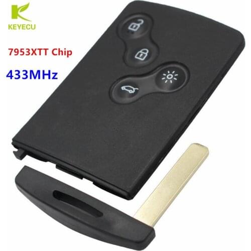 KEYECU Smart Keyless Fob Remote Key Fob 433MHZ With PCF7953XTT/4A Chip for Renault Clio4 2012-2016,Captur 2013-2017 285971998R
