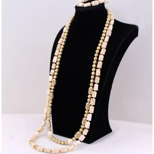 Dudo African Beads Jewelry Set For Men Gold Dubai Jewelry 2 Layers Necklace Bracelet Men Jewellery Set