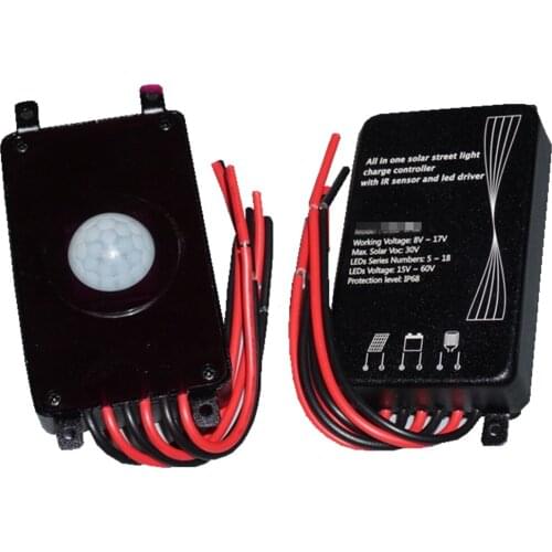Human body infrared sensor solar LED street light controller Wireless Solar Charge Controller With step-up LED driver