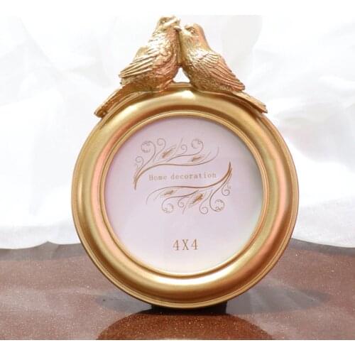 European Retro Creative Photo Frame Small Bird Resin Photo Frame Round Living Room Bedroom Decoration Mini Photo Frame