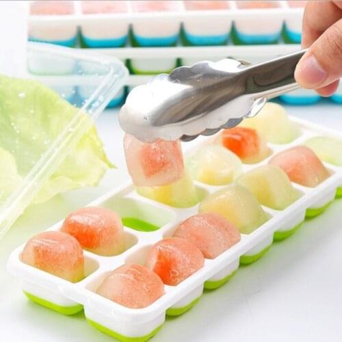 Creative Silicone Ice Compartment With Lid Food Grade Ice Compartment Mold 14 Grid Ice Mold