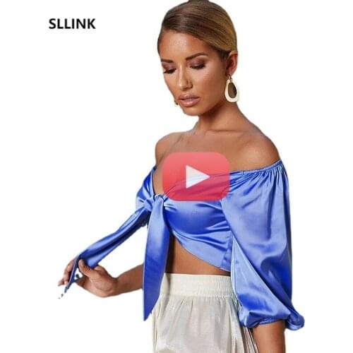 Sexy Satin Slik Crop Top Women Bow Sashes V Neck Crop Top Sleeveless Half Sleeve Cropped Backless cropped feminino Tank Top