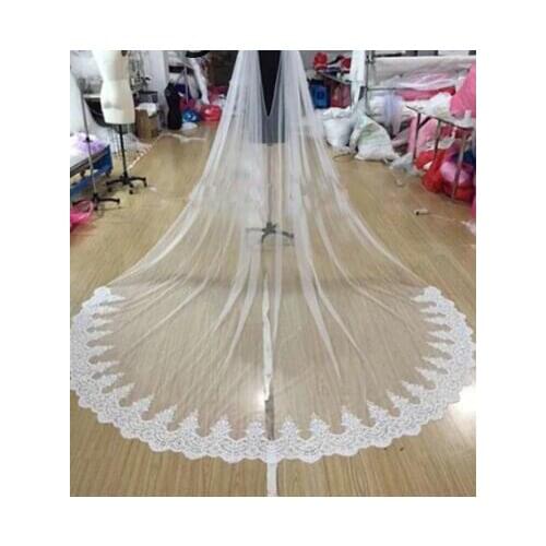 White/Ivory Lace Cape Veil 108"W x 120" (3 meter) Cathedral Long Wedding Bridal Cape Cloak Shawl Lace Trim Wedding Accessories