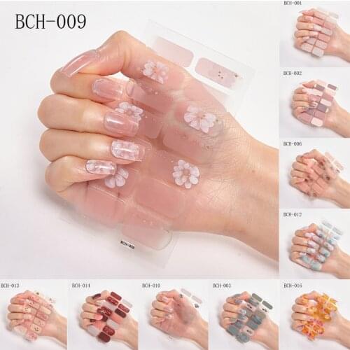 Lamemoria 14tips Nail Art Adhesive Sticker DIY Manicure Snowflake Shiny Sequins Nail Polish Strips Wraps Accessories Wholesale