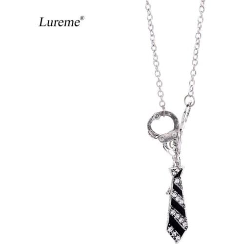 Lureme Vintage Christian Handcuffs Tie Dancing Masks Pendant Necklace for Women Fashion Jewelry (nl005869)