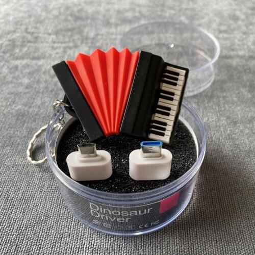 Accordion Model Usb Flash Drive Disk Memory Stick Mini Music Gift WithType-C Micro USB OTG Adapter For Tablet Phone Android
