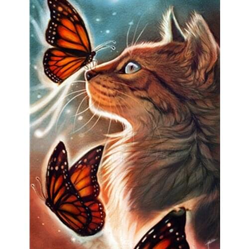 Beautiful Butterfly Cat DIY Painting By Numbers Animals On Canvas Pictures By Numbers Home Decoration DIY Minimalism Style