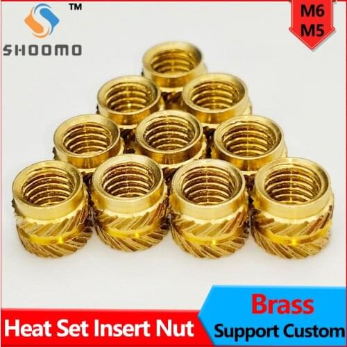 Knurled Brass Embedment Nuts M5 M6 Thread Heat Set Insert for Printing 3D Printer Accessories Parts Support Custom 20Pcs