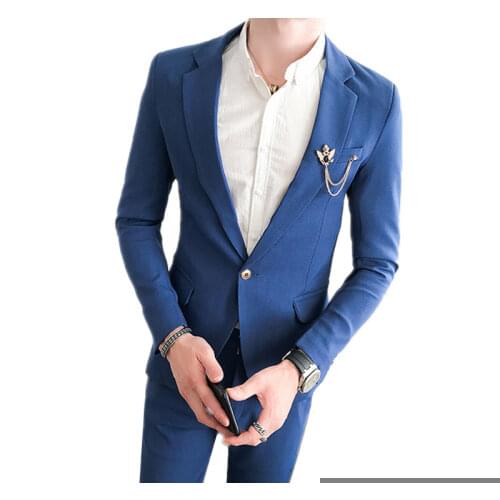 2020 Fashion New Mens Casual Boutique Suit 2 Pieces Set / Male Printed Business Dress Blazers Jacket Coat Pants Trousers