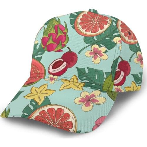 2021 Summer New Unisex Outdoor Sport Sunscreen Baseball Hat Running Visor Cap Tropical Fruits Pattern