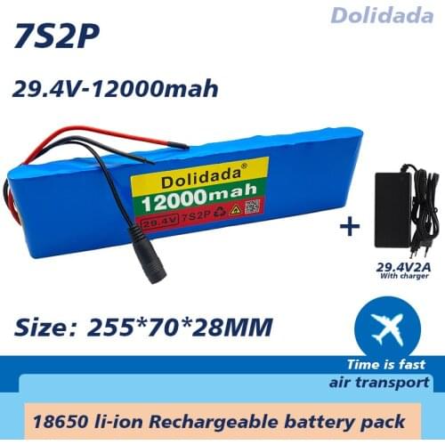New 7s2p 29.4V12000mah Li ion battery pack with 20A balanced BMS for electric bicycle scooter electric wheelchair with charger