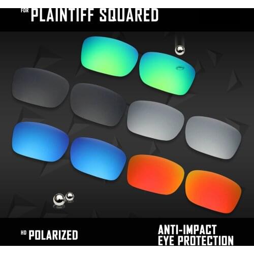 OOWLIT 5 Pairs Polarized Sunglasses Replacement Lenses for Oakley Plaintiff Squared OO4063-Black & Silver &Ice Blue &Red & Green