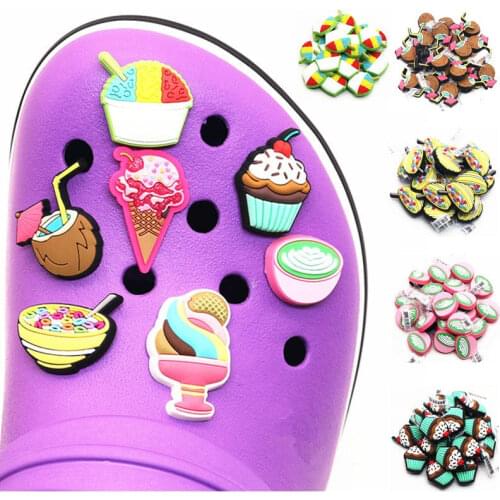 Wholesale Ice cream Smoothie Shoe Charms Decorations Novelty Coconut Juice PVC Shoes Accessories fit Croc JIBZ X-mas Kids Gifts