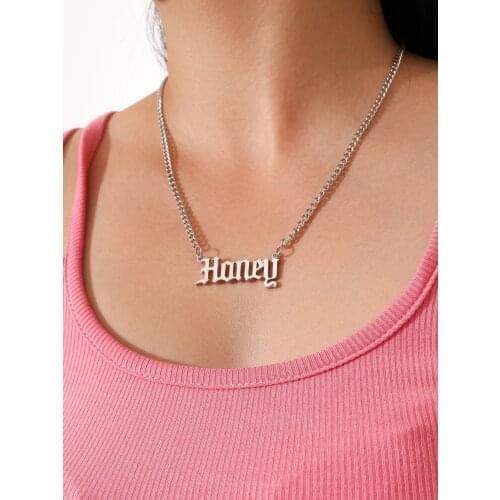 Stillgirl One Piece Honey Letter Pendant Necklace for Women Silver Color Punk Trendy Simple Chains Female Fashion Jewelry Gifts