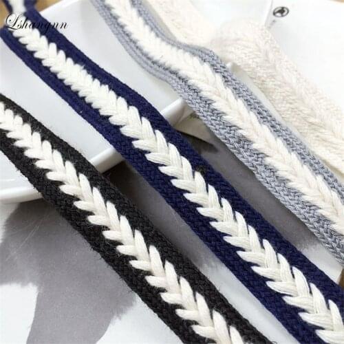 Lshangnn 15 mm Braided Cotton Belt Woven Herringbone Tape Cotton Ribbon Decorative Webbing For DIY Garment Accessoris 4 colors