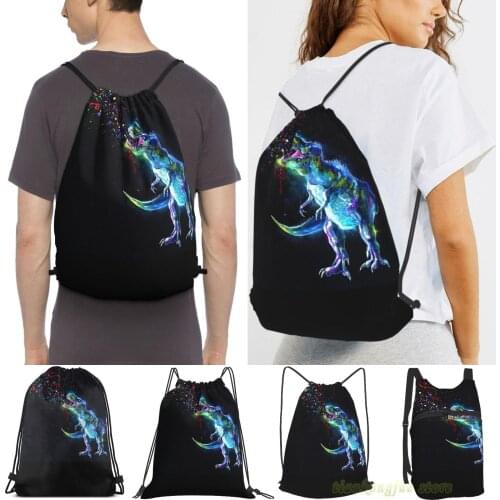 Crystal T-Rex Women Purpose Drawstring Backpack Bags Men Outdoor Travel Backpacks For Gym Training Swimming Fitness Bag