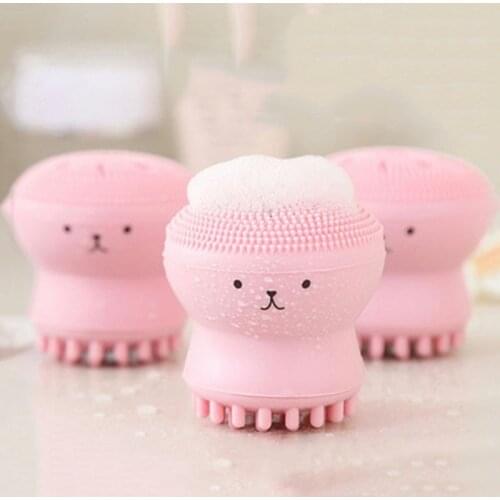 Silicone small octopus facial cleansing brush cartoon manual facial cleansing multi-purpose powder puff brush cleansing brush