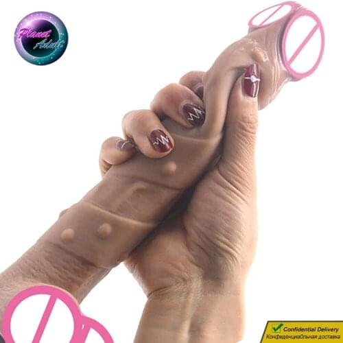 Silicone Realistic Vibrator Dildo Skin Feel Strapped Pattern Women Lesbian Vagina Pussy Masturbator w/ Suction Cup Adult Sex Toy