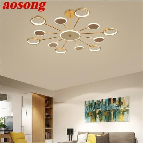AOSONG Nordic Pendant Lights Gold Contemporary LED Lamp Creative Decoration Fixture For Home Living Room
