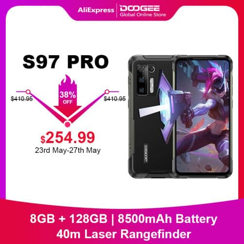 Doogee S97 Pro Smartphone 40m Laser Rangefinder 6.39'' 8GB+128GB Helio G95 8500mAh Global Bands 48MP Camera Mobile Phone