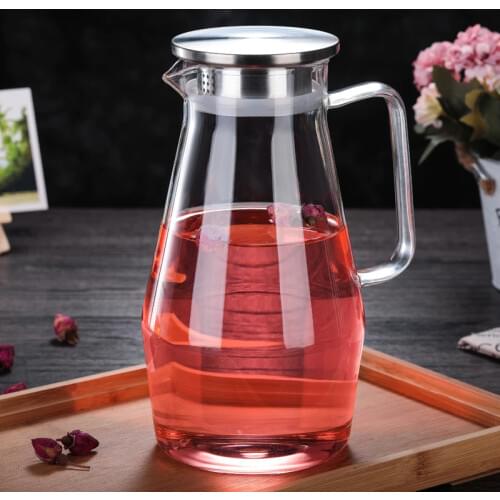 1.6L Filter Glass Kettle Lemon Kettle Thick Borosilicate Glass Transparent Flower Teapot Large Capacity Juice Pot