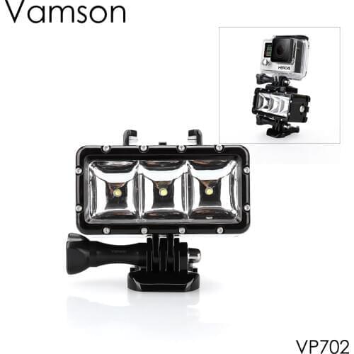 Vamson for Gopro Hero7 6 5 4 Underwater FlashLight Lamp Diving Waterproof LED Video Light for Eken for Xiaomi YI for Eken VP702