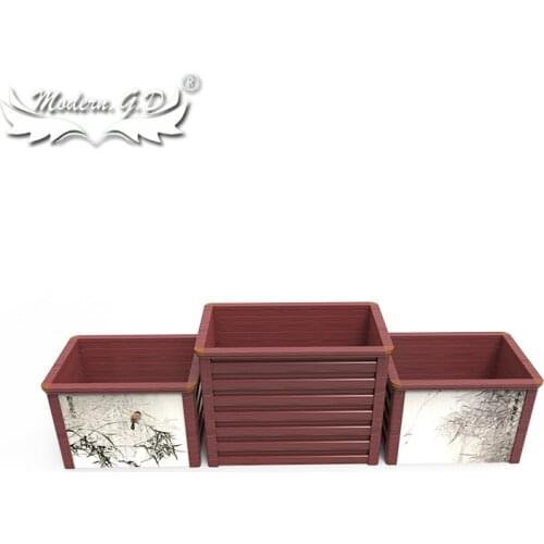 Waterproof flower box aluminium green garden rectangle pot