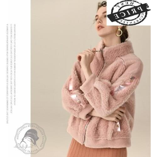Fur Natural Real Coat Women Winter Pink Leather Jacket 2021 Korean Thick Warm 100% Wool Coats Sheep Shearing Jacket 122a