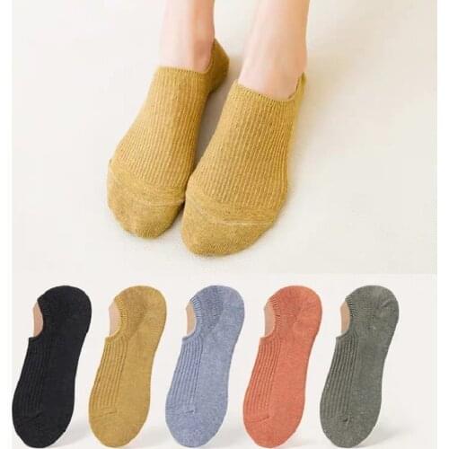 14 pieces = 7 Pairs Spring Summer Women Socks Solid Color Fashion Wild Shallow Mouth Short Socks Cotton Striped Socks Female