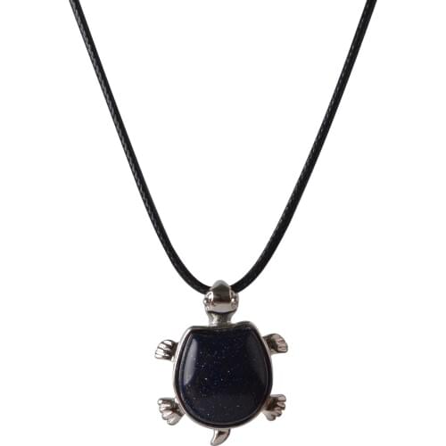 Blue Goldstone Turtle Nacklace Natural tiger eye malachite Stone Pendant Chains Necklace For Women