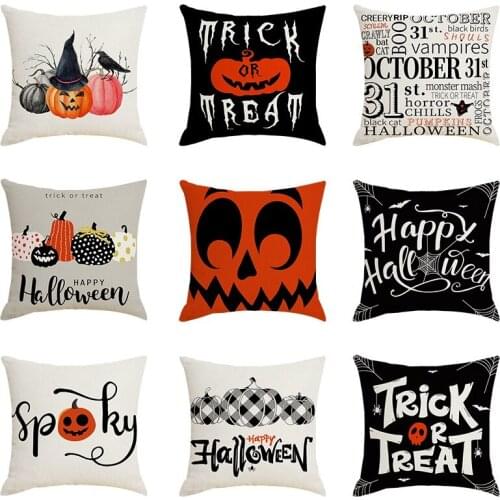 1Pc Halloween Theme Pillowcase Grimace Pumpkin Letter Print Comfortable Bedding Pillowcase For Car Sofa Home Cushion Cover Decor