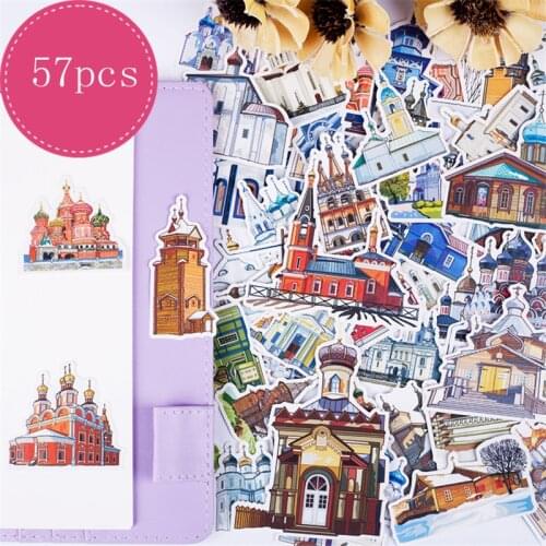 1packs Stickers scrapbooking Travel stickers planner girls kawaii beauty book sticker World famous Landscape architecture