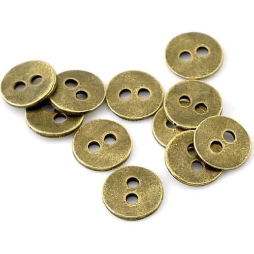 100 PCs Antique Bronze 2 Holes Sewing Metal Buttons For Handmade Garment Bag DIY Scrapbooking Accessories 11 mm(3/8") Dia. New