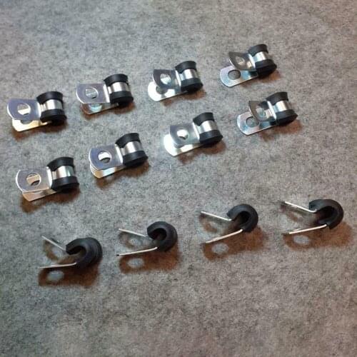 12Pcs 4.7mm Brake Pipe Clip Fuel Line Hose Water Pipe Air Tube Clamps Fastener Rubber Lined P Clips 3/16\" Lines Pack