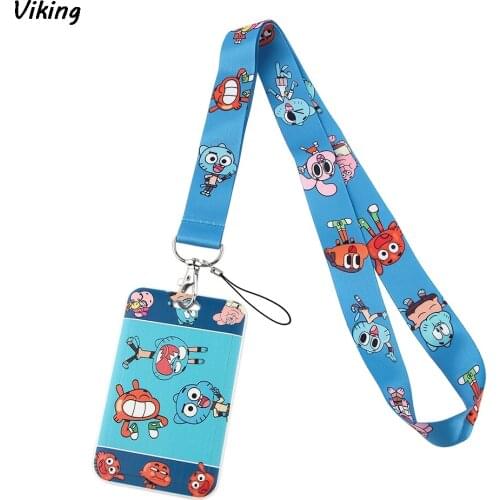 20pcs/lot G1731 Cartoon Lanyard Keychain keys Badge ID Mobile Phone Rope Kids Gifts Lanyard With Card Holder Cover