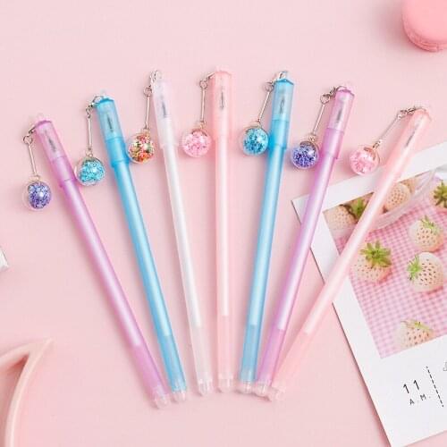 36PCS Dream Crystal Ball Pendant Gel Pen Creative Student Water Pen Office Signature Pen Cute Stationary Supplies