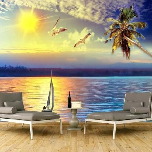 Sunset Seascape 3D Photo Wallpaper For Walls Custom Wall Painting Living Room Sofa Bedroom Wall Decoration Papier Peint Mural 3D