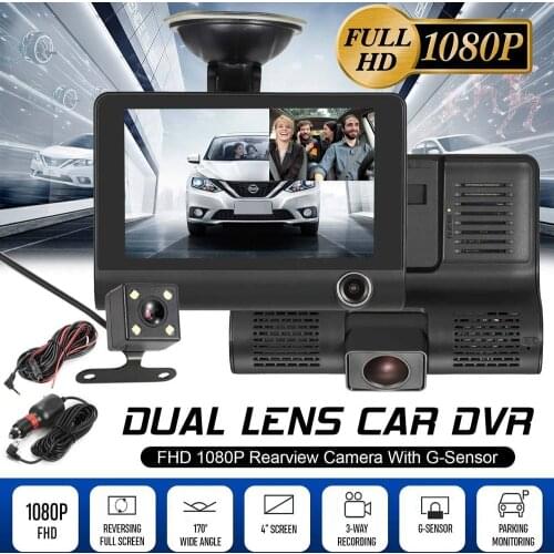 4.0 Inch Car DVR 3 Camera Full HD 1080P Dual Lens Rearview Video Camera Recorder Auto Registrator Night Vision Dash Cam