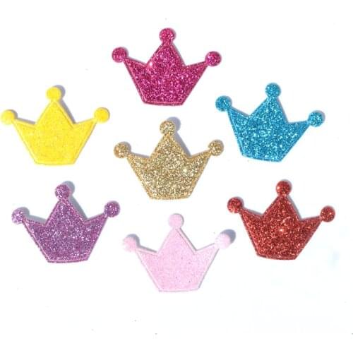 40Pcs 23*32mm Mixed Glitter Leather Fabric Patches Crown Felt Applique for Craft/Clothes DIY K08
