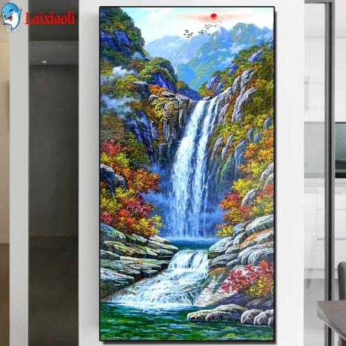 Natural waterfall landscape Diamond Embroidery 5D DIY Diamond Painting new Diamond Mosaic needlework large size Entrance decor