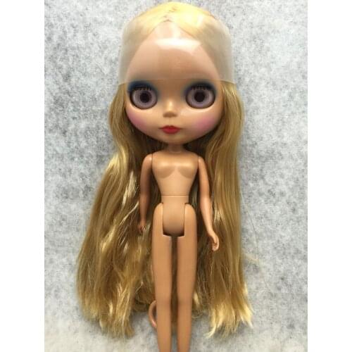Free Shipping Nude Blyth Doll Light Golden Long Hair Carbon Black Skin Suitable For Dress Up by Yourself DIY Change For Girls