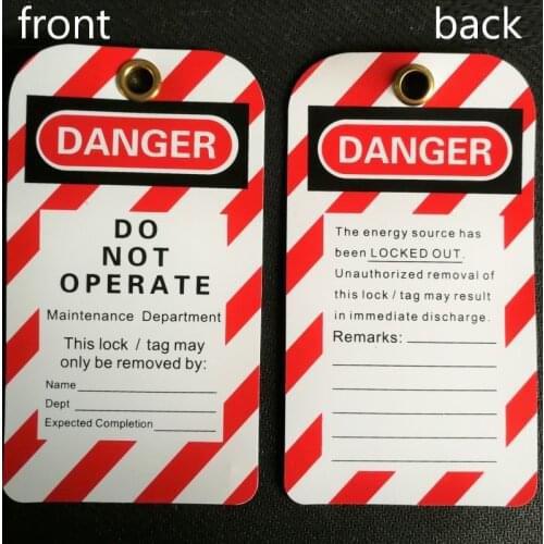 100pcs/lot,waterproof inspection lockout tag , padlock tagout do not operate maintenance label tag