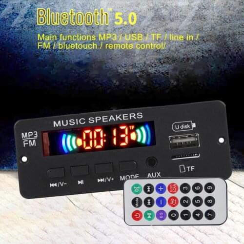 Bluetooth--compatible 5.0 MP3 Player Decoder Board 6W Amplifier Car FM Radio Module Support FM TF USB AUX Recorders